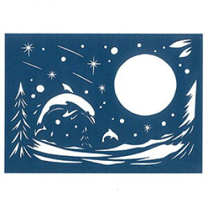 y5Zbgz gXgveBO ؂GLbg ƃCJ/moon and dolphins-A5blue-S nhChy[p[Jbg BA5-S01X5