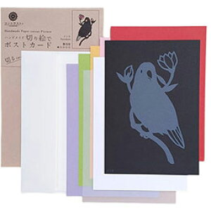 ☆トラストプリンティング ハンドメイド切り絵でポストカード(B6) インコ PST-013