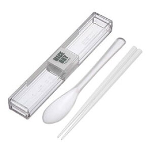 ☆岩崎工業 とっても強いケース&スプーン18cm箸付 ホワイト H-600WH