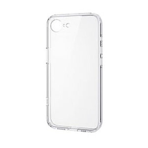 ☆エレコム iPhone 16e ハイブリッドガラスケース 極限 メタルステッカー付 クリア PM-A25SHVCGKCR