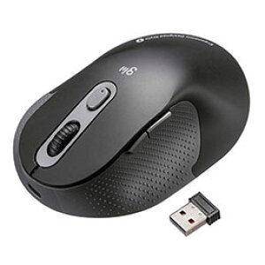☆サンワサプライ 静音ワイヤレスエルゴノミクスコンボマウス 2.4GHzワイヤレス+Bluetooth・高さ45mm ブラック MA-EWBBS528MBK