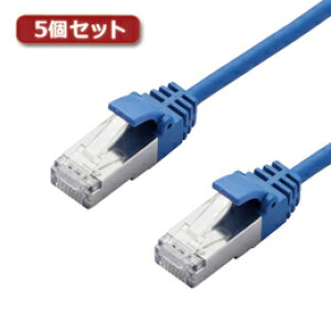 ��5�Z�b�g�G���R�� LAN�P�[�u��/CAT7/�X����/10m/�u���[ LD-TWSS/BU10X5