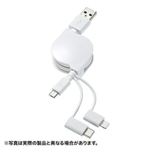 ���T�����T�v���C ���C�g�j���O�ETypeC�EmicroB �����USB�@3in1 �P�[�u���@0.8m KB-IPLTM08KW