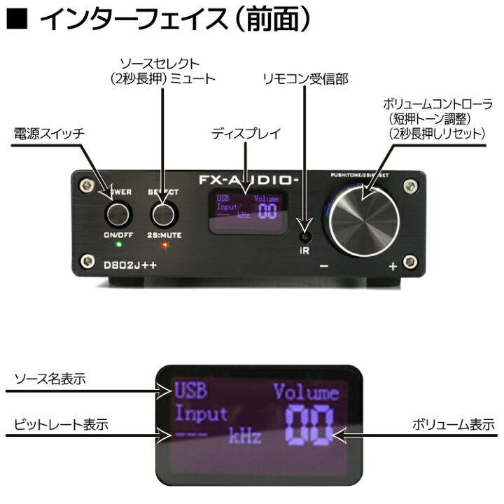 楽天市場】送料無料 FX-AUDIO- D802J++ [ブラック] デジタル3系統24bit 