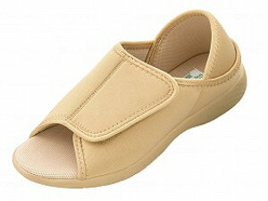 あし笑顔かかとが踏めるルームシューズオープントゥタイ ベージュ