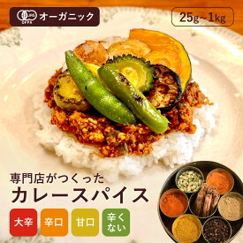 【期間限定 50gが送料無料】4種の辛さから選べる有機カレースパイス (25g～1kg)【エヌ・ハーベスト】ミックススパイス カレー粉 カレーパウダー 香辛料 オーガニック 無農薬 有機JAS認定 有機栽培 酵母エキス無添加 甘口 辛口 辛くない インドカレー 業務用 こども子供大容量