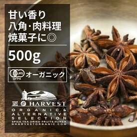 有機スターアニスホール お得な大容量500g【エヌ・ハーベスト】ベトナム産 香辛料 スパイス ハーブ カレー　エスニック　角煮　焼菓子　ジャム オーガニック 無農薬 有機JAS認定 有機栽培 八角 手作り 香料無添加