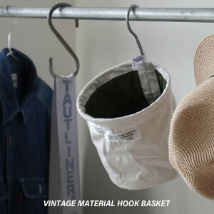 VINTAGE MATERIAL HOOK BASKET / re[W }eA tbN oXPbg PUEBCO vGuR H28cm×a17cm (oXPbĝH19cm × a17cm) StbN [ N[[bg nK[ oXPbg Ò AC{