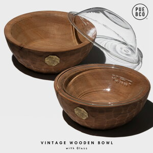 PUEBCO vGuR VINTAGE WOODEN BOWL / WITH GLASS re[W Ebh {E EBY KXa19.5cm×H7.5cm Ch Ebh ؐ gC Ebh Í Ö AeB[N ϔMKX T_ t[c {