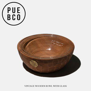 PUEBCO vGuR VINTAGE WOODEN BOWL / WITH GLASS re[W Ebh {E EBY KXa19.5cm×H7.5cm Ch Ebh ؐ gC Ebh Í Ö AeB[N ϔMKX T_ t[c {