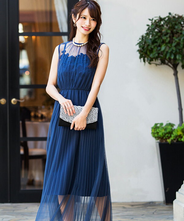 楽天市場 シースルーワンピース レース チュール 結婚式 プリーツスカート プリーツ ドレス ワンピース パーティードレス 謝恩会 卒業パーティー 大学生 入学式 卒業式 母 ママ ロング丈 パーティ フォーマル 膝下 二次会 女子会 ドレス お呼ばれ 代 30代 40代