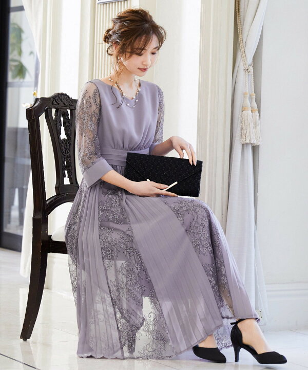 楽天市場】結婚式 ワンピース パーティードレス 花柄 プリーツ  