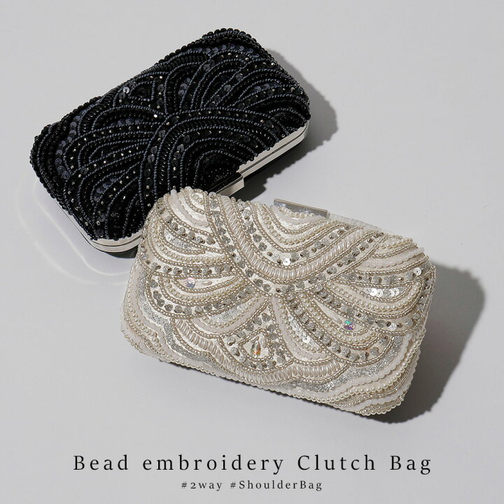 楽天市場 パーティー クラッチ パーティーバッグ ビーズ 刺繍 ベージュ ブラック クラッチバッグ ミニバッグ 2way ボックス ショルダーバッグ ハンドバッグ アクセサリー 結婚式 セレモニー 入園式 卒園式 入学式 卒業式 謝恩会 二次会 お呼ばれ 成人式 1 5次会 Niana