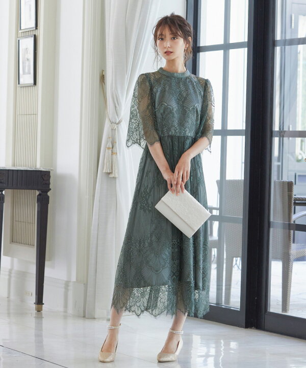 楽天市場】結婚式 ワンピース パーティードレス パネル柄 花柄  