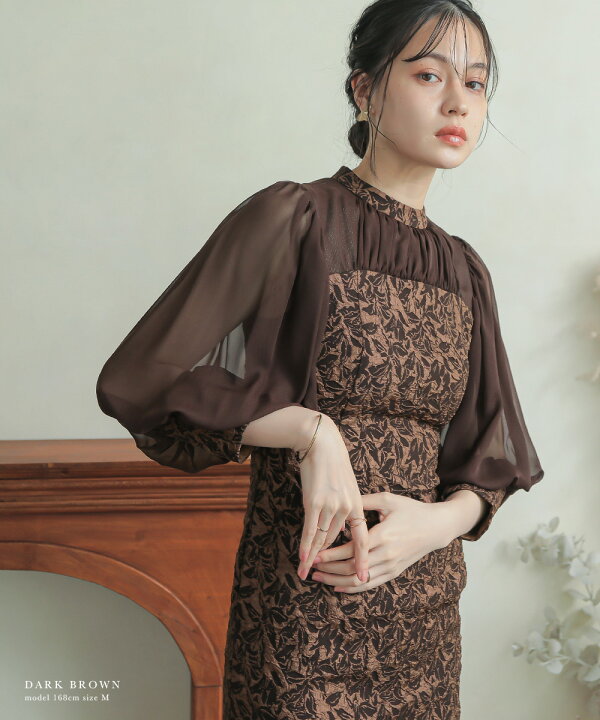楽天市場】結婚式 ワンピース パーティードレス ジャガード シアー I 