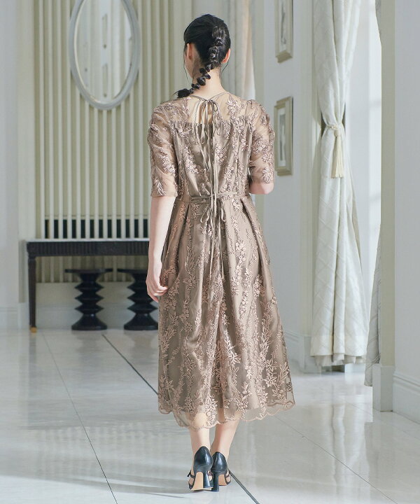 楽天市場】結婚式 ワンピース パーティードレス 刺繍 レース ロング 総  