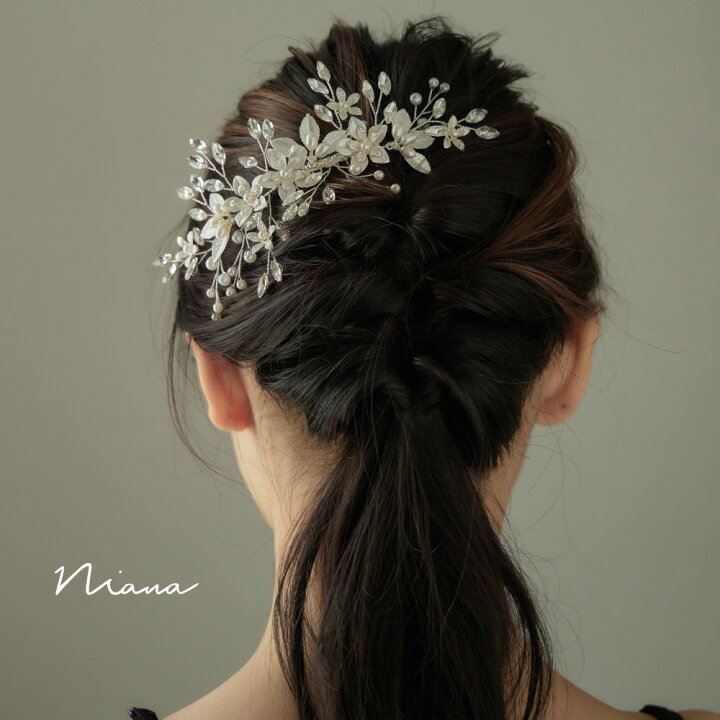 楽天市場】ヘアアクセサリー コーム パール ビジュー フラワー 花 
