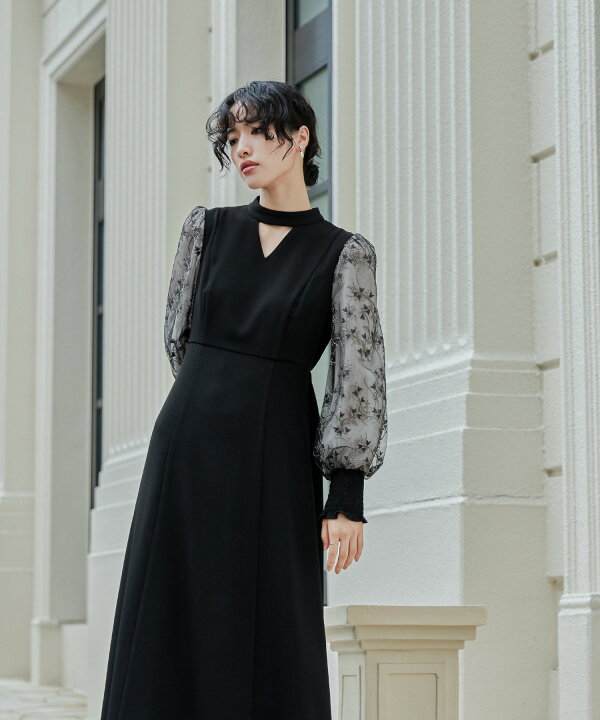 楽天市場】スリーブエンブロイダリードレス パーティードレス 結婚式  