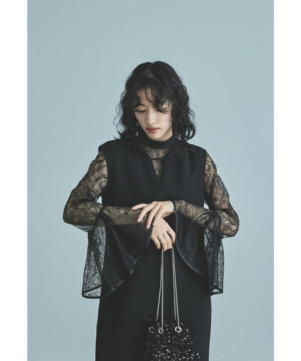 楽天市場】【全品10%オフクーポン！】ベルスリーブスリットドレス  