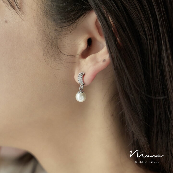 楽天市場】ビジューフープパールピアス 両耳 アクセサリー リング 