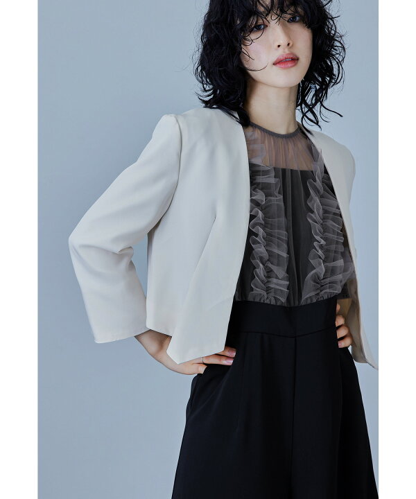 楽天市場】ノーカラーショートフォーマルジャケットレディース レース  