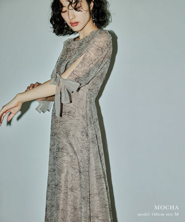 楽天市場】リボンディテールエンブロイダリードレス パーティードレス  