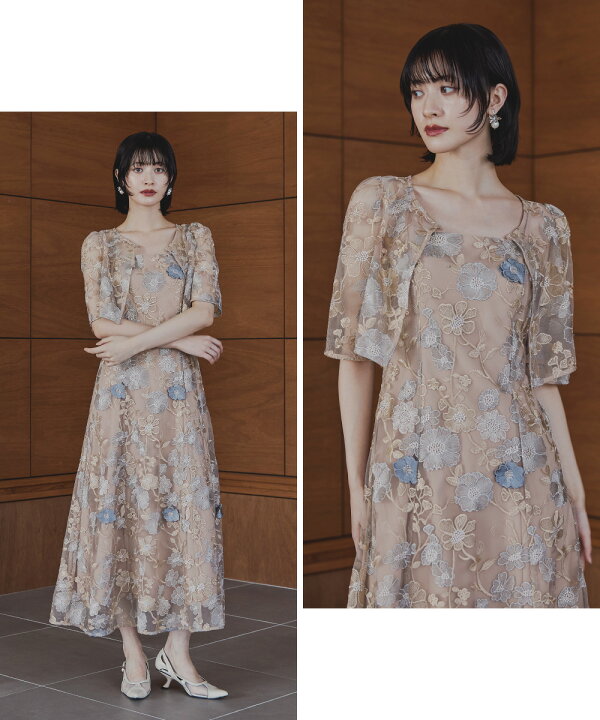 楽天市場】フラワーレースボレロセットドレス パーティードレス 結婚式 