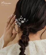 アメリカンフラワーコーム ヘアアクセサリー ヘアピン パール ビーズ 花 ディップアート シルバー ゴール…