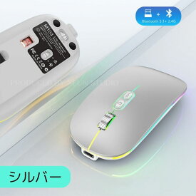 【日本企業】「二ビル公式」 マウス ワイヤレス 無線 充電 Bluetooth 5.1 2.4GHz マウス ブルートゥース 静音マウス スマホ パソコン マウス 光る パソコンマウス 充電式マウス type-c 送料無料