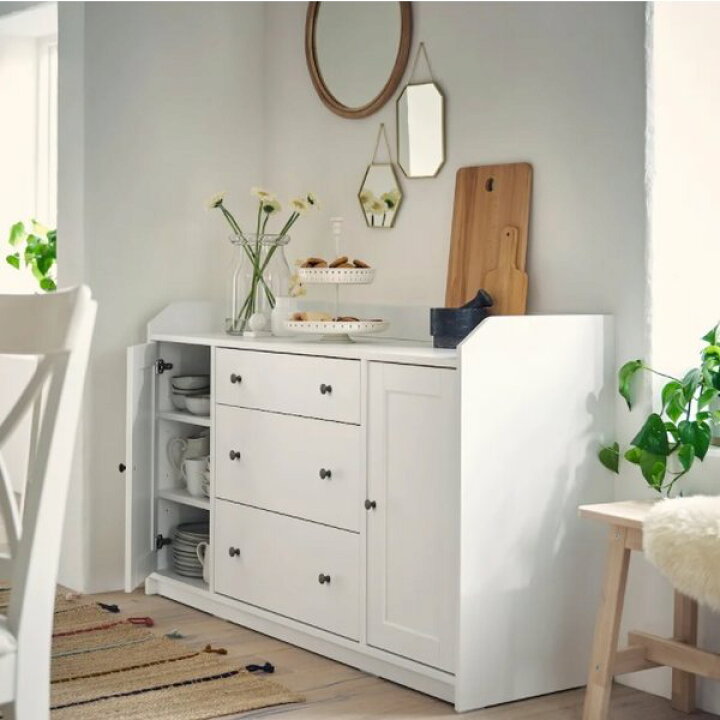 楽天市場】IKEA イケア HAUGA ハウガ サイドボード, ホワイト 140x84 