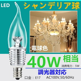 LED 電球 ライト 炎型シャンデリア球　調光器対応　 LEDシャンデリア電球全体発光 消費電力5W 口金E12/E14/E17 40W相当 520LM 電球色3000K