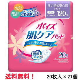 無地箱のケース販売！ 120cc ポイズ 肌ケアパッド レギュラー 20枚入×21個 長さ27cm 幅10.5cm 大人用 尿とりパッド クレシア 医療費控除対象商品