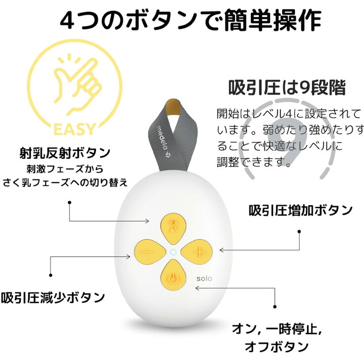 楽天市場】ソロ ハンズフリー電動さく乳器 メデラ solo 充電式 搾乳機 