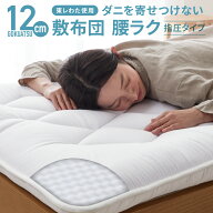 送料無料 敷布団 敷き布団 腰ラク 指圧タイプ 極厚 12cm 防ダニ 抗菌防臭 快適清潔シリーズ ダニを寄せつ…