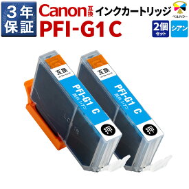 3年保証 キヤノン 互換カートリッジ PFI-G1 CimagePROGRAF PRO-G1 顔料 シアン 2本セット