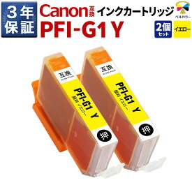 3年保証 キヤノン 互換カートリッジ PFI-G1 YimagePROGRAF PRO-G1 顔料 イエロー 2本セット