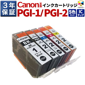 3年保証 インク キヤノン CANON互換 PIXUS MX7600 PIXUS iX7000 対応 PGI-1BK PGI-2PBK/C/M/Y 互換 インクカートリッジ5色セット プリンターインク
