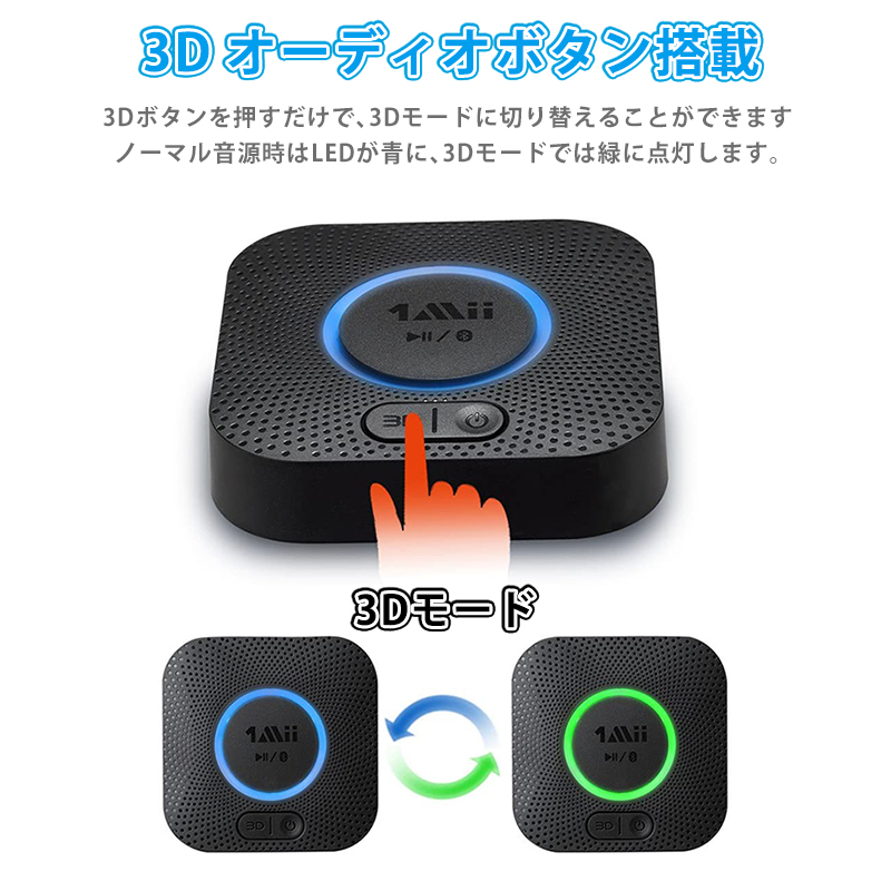 在庫有】 1Mii Bluetooth 5.0 オーディオ レシーバー Hi-Fi 3Dステレオ サウンド 受信機 高音質 ワイヤレス 低遅延 超長受信距離  屋外50m 屋内20〜30 m 自動再接続RCA AUX APT-X AAC対応 TELEC認定 B06