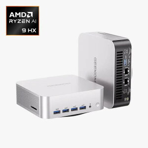 GEEKOM AI PC A9 MAX �~�jPC AMD Ryzen AI 9 HX 370 ���� 128GB RAM+16TB SSD�i�ő�g���\�j4���8K�o�́iUSB4×2��HDMI2.1×2) 2.5G LAN×2 WiFi 7 Win11 Pro �S�����{�f�B ���������M �ᑛ�� AI�J�� �Q�[�~���O �Ɩ��p 32GB DD