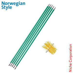 メイク 薪ストーブ 煙突 プロフェッショナルバー1m 5本+ナイロンブラシΦ150mm 1個セット ロッド 煙突掃除 ブラシ