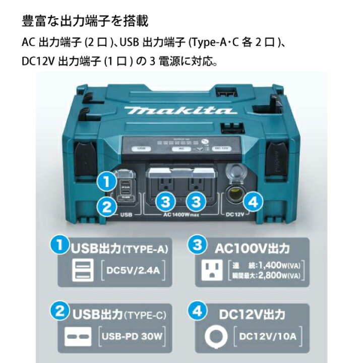 楽天市場】マキタ（makita） DCACインバータ 本体のみ BAC01 : ニッチ 