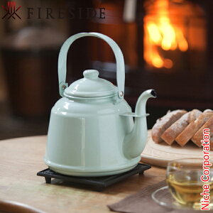 レトロホーローケトル パステルグリーン 41303 ファイヤーサイド ケトル ホーロー やかん 琺瑯 ポット 薪ストーブ 暖炉 アウトドア キャンプ ガス IH対応 日本製 光沢仕上げ