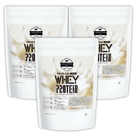 グラスフェッド ホエイプロテイン (ニュージーランド産) 1kg×3袋【送料無料】 WPC rBST不使用 高たんぱく 甘味料香料保存料無添加 NICHIGA(ニチガ) TKS