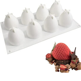 シリコン型 マット 8個付き シリコンモールド 苺型 いちご diy 3dケーキシリコンモールド DIY 3D 手作り キャンドル 道具 diy3dモールド マフィン ムースモールド ベーキングモールド チョコレートモールド お菓子モールド 3D抜き型