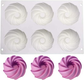 シリコン型 シリコンモールド ケーキ お菓子 6個付き スパイラルフラワーモデ型 ドーナッツ 型 シリコンマット ムース型 レジン 手作り ベーキング マット チョコレート型 ケーキ 型 3D抜き型 diy 道具 ホワイト