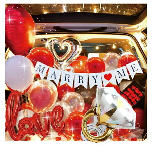 バルーン 誕生日 飾り付け 風船セット 車内飾り 風船空気入れ付き MARRY ME パーティー 装飾 バースデー インテリア用品 プレゼント 人気 結婚式 お祝い パーティ 文化祭 記念写真 サプライズ