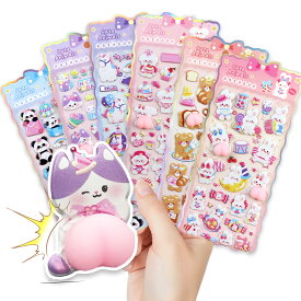 6枚セット・6種類「正規品」ぷくぷくシール 3D 立体 シール ぷくぷく 福袋 2026 おしりシール おしりぷにぷにシール おはじきシール 3D立体シール 交換 シール帳 ぷっくり つやつや キャラクター ご褒美シール 可愛い 日記シール デコレーション スマホシール 肉球シール