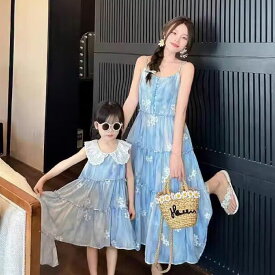 ママ 娘さん 親子お揃い ママとお揃い 娘とペアルック 親子ペア フローラル ワンピース 花柄 半袖 親子服 キッズ プレゼント 女の子 レディース 子供服 夏