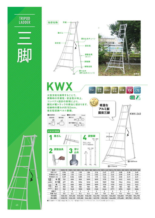 楽天市場】ALINCO アルインコ オールアルミ三脚 KWX300 KWX-300 軽量 