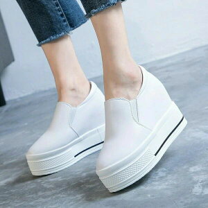 スリッポン レディース 厚底 かかとあり 靴ひもなし インヒール スニーカー 小さいサイズ 10cm カジュアル おしゃれ 普段履き 日常 白